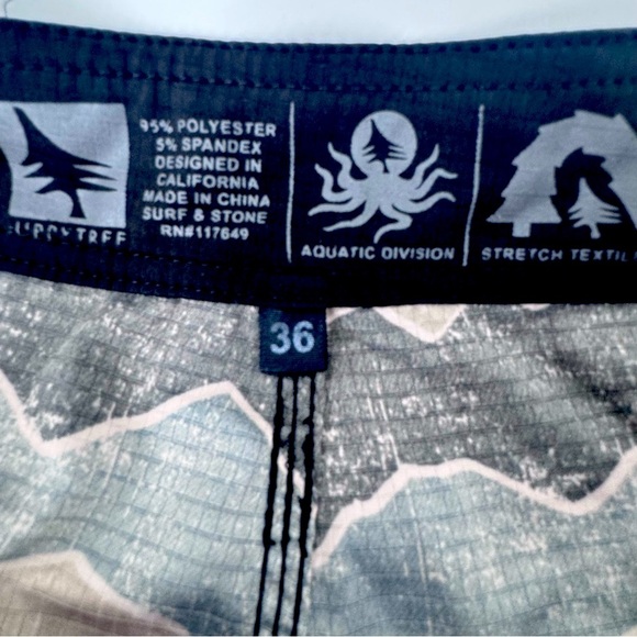 Hippie Tree Black and Brown Board Shorts with Wavy Stripes - Picture 8 of 9